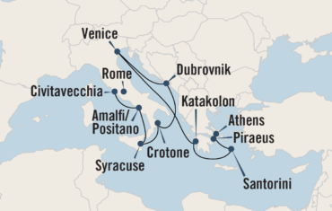 Map of Route on Adriatic and Aegean Array Trip