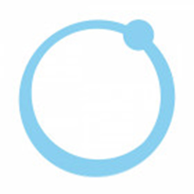 Ouros company logo which is a light blue ring with a smaller light blue circle on the top right-hand side.