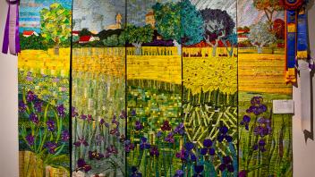 Views of Arles with Irises quilt 