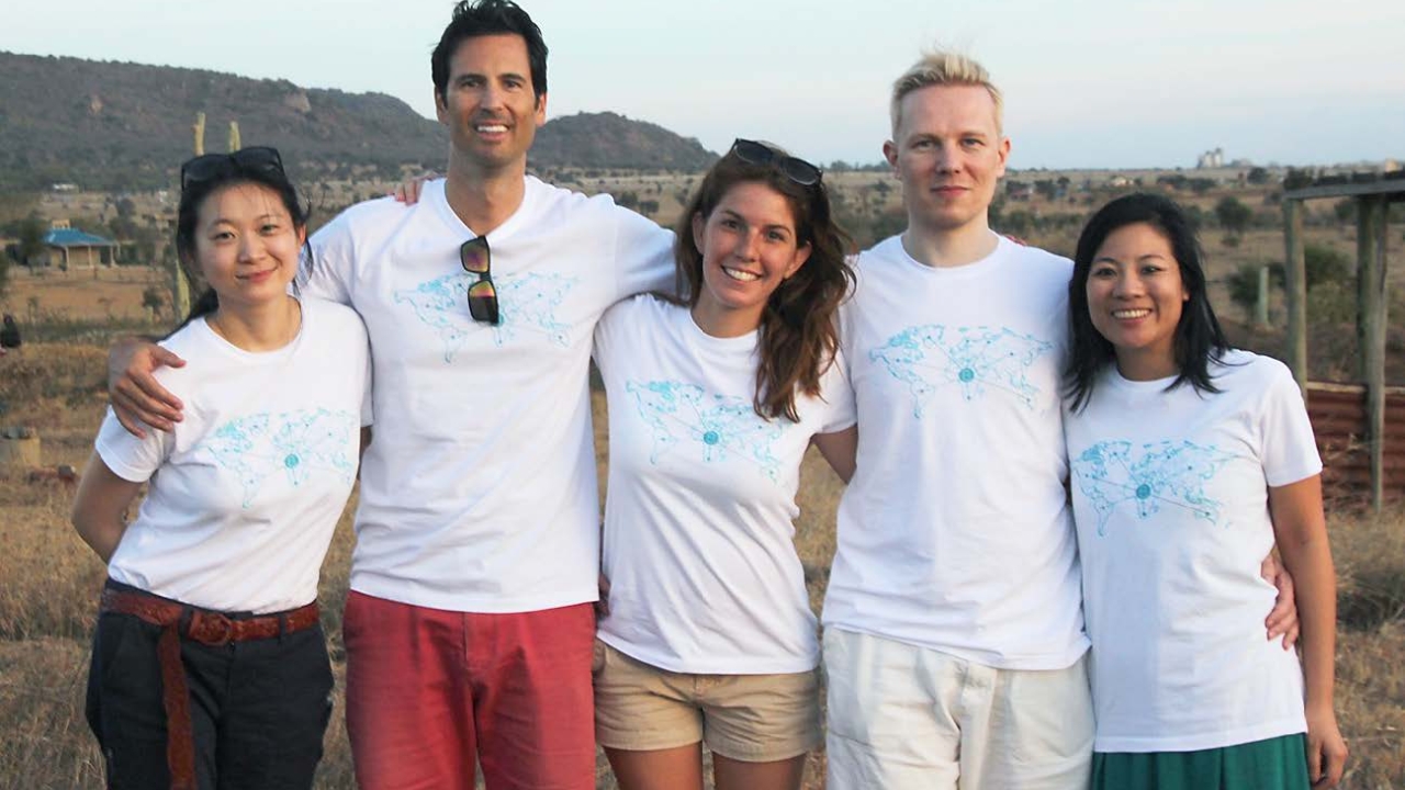 Adam Gouveia, second from left, applied skills learned at UC Davis to a financial tech platform for consumers in Africa. The startup, BitPesa, is founded by Elizabeth Rossiello, center. Adam Gouveia with BitPesa team