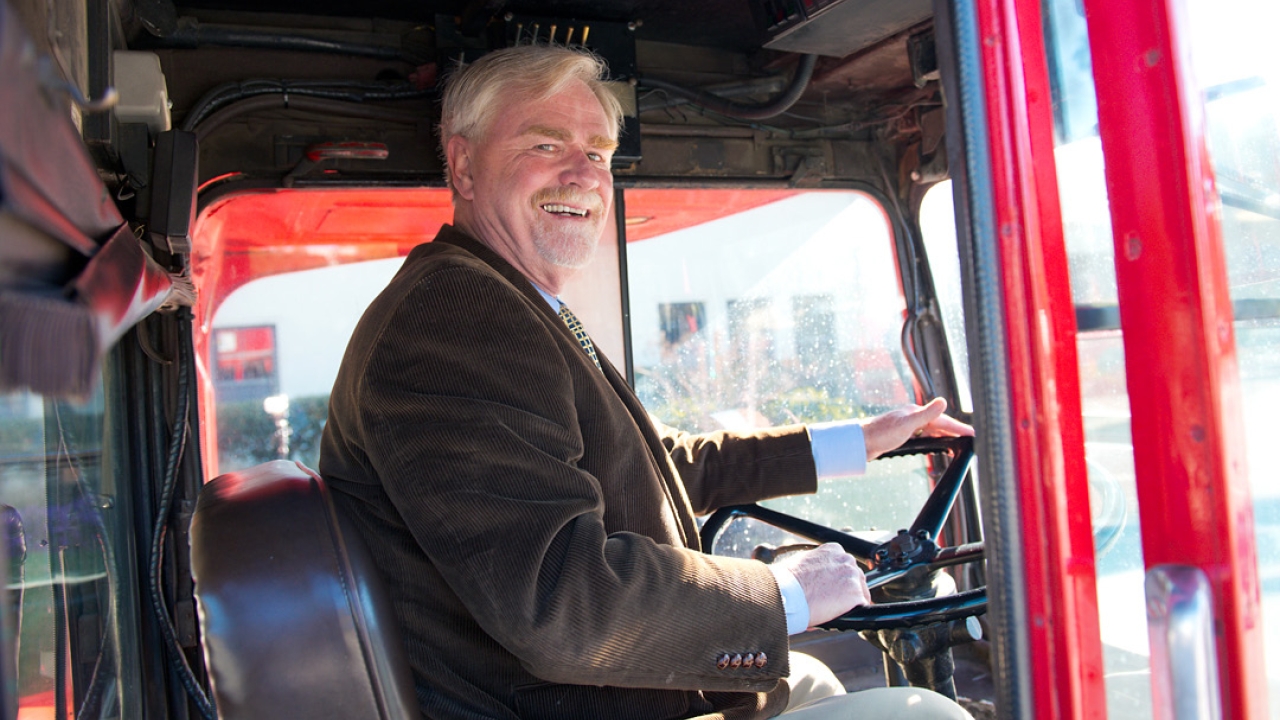 Black, who served as a student driver after establishing Unitrans, enjoys the view from the driver’s seat as an alumnus.
