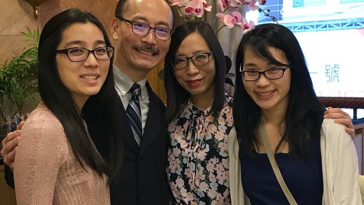 Darrick Lam ’87, chair of Family Fellows, with (from left) daughter Carrissa ’20, wife Jackie and daughter Cheryn.