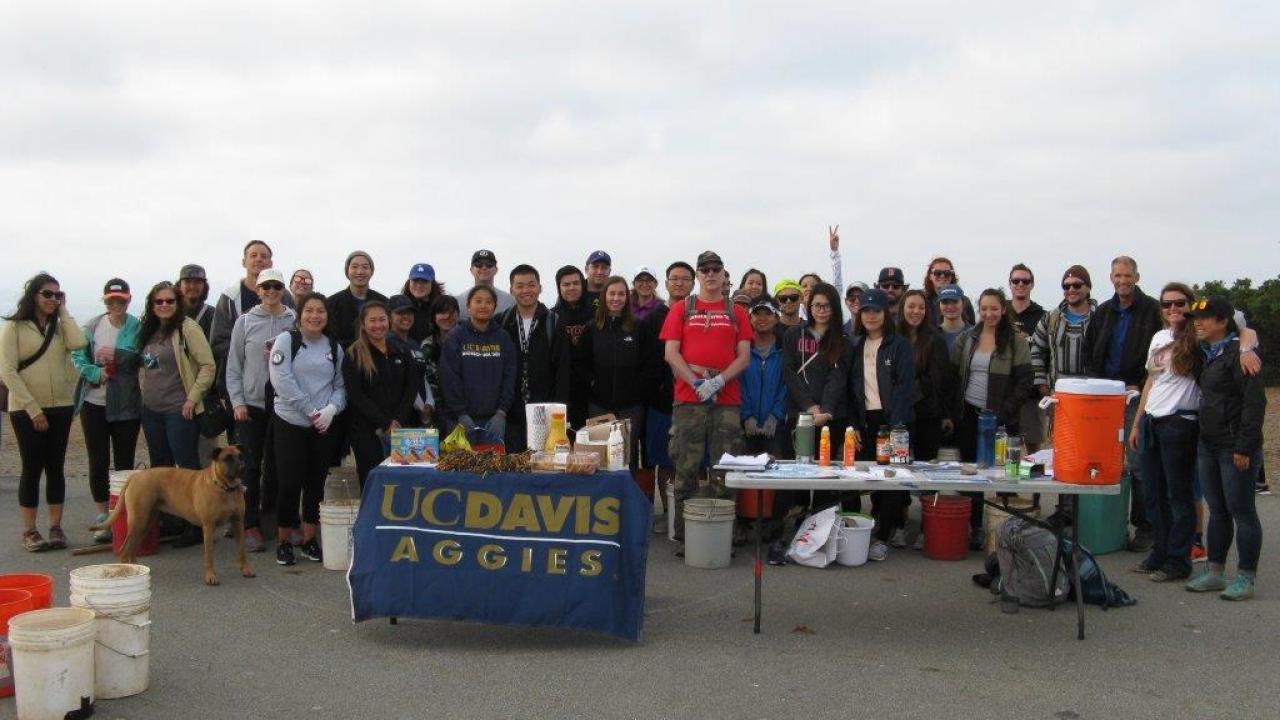 Group of alumni and friends at 2017 Coastal Cleanup