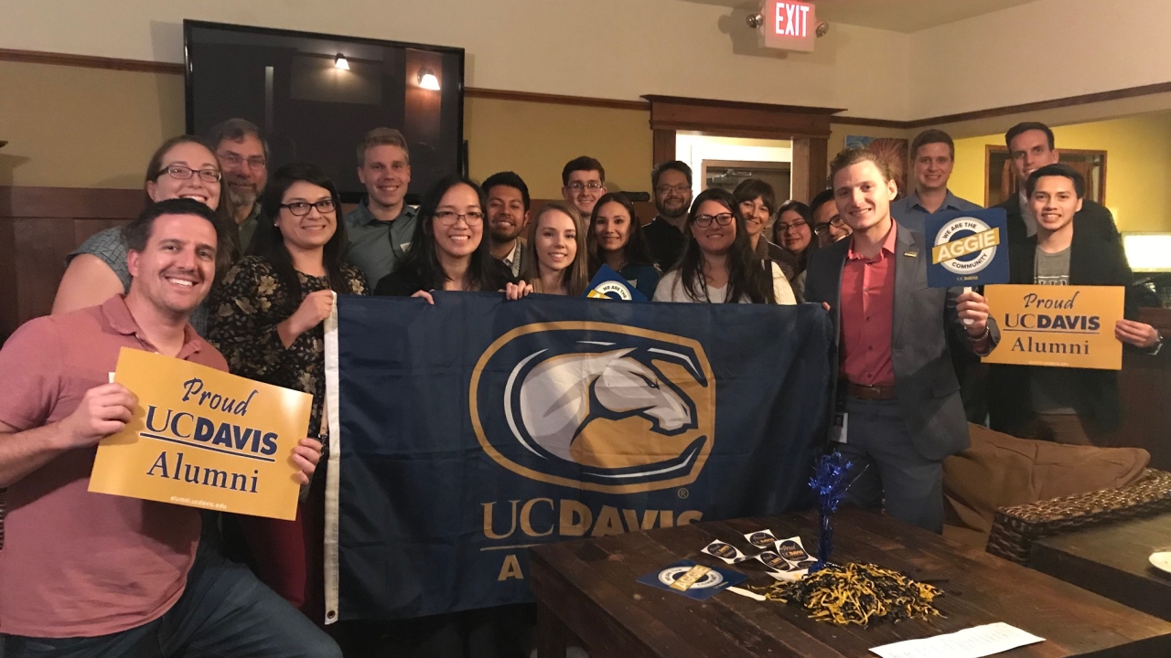 Alumni and friends at a networking event