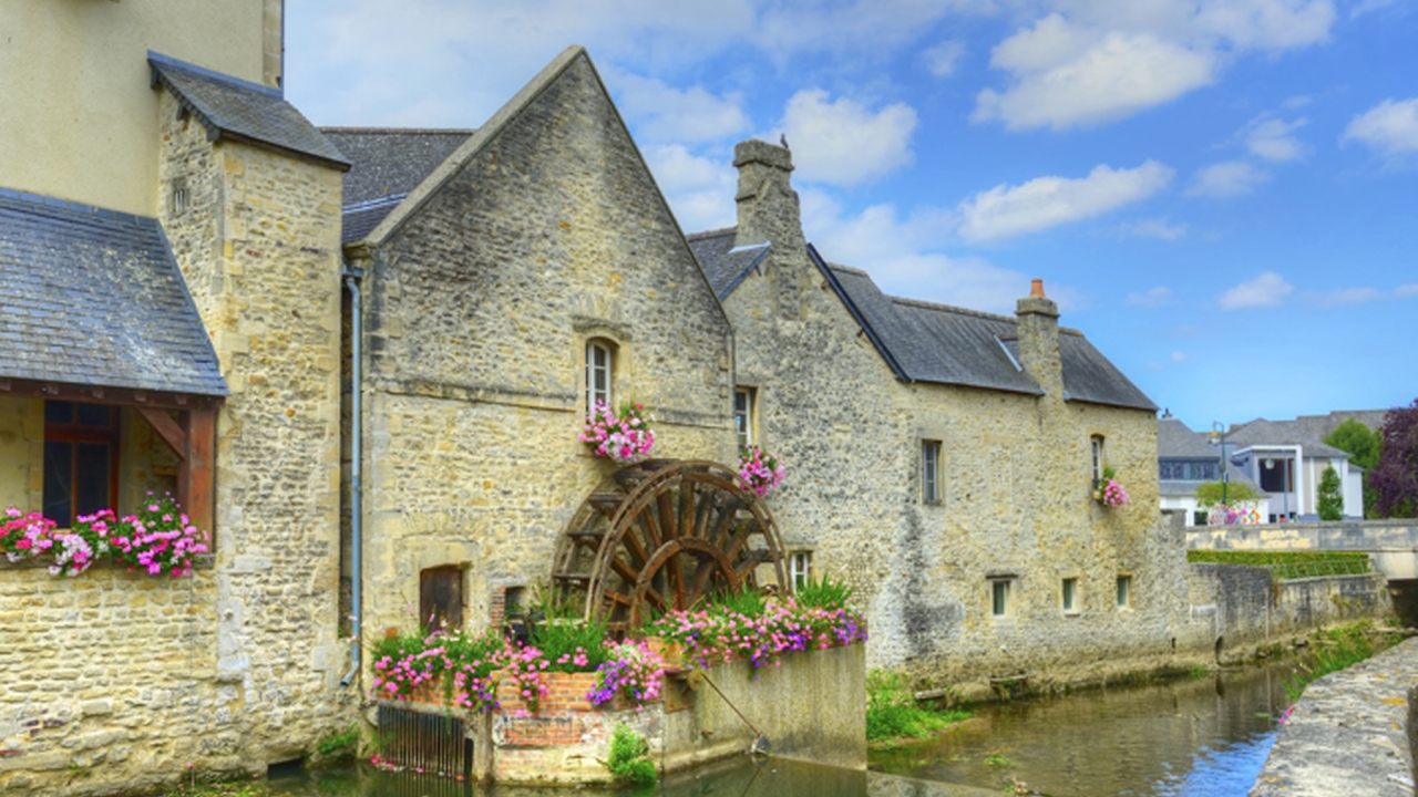 Normandy river and houses 