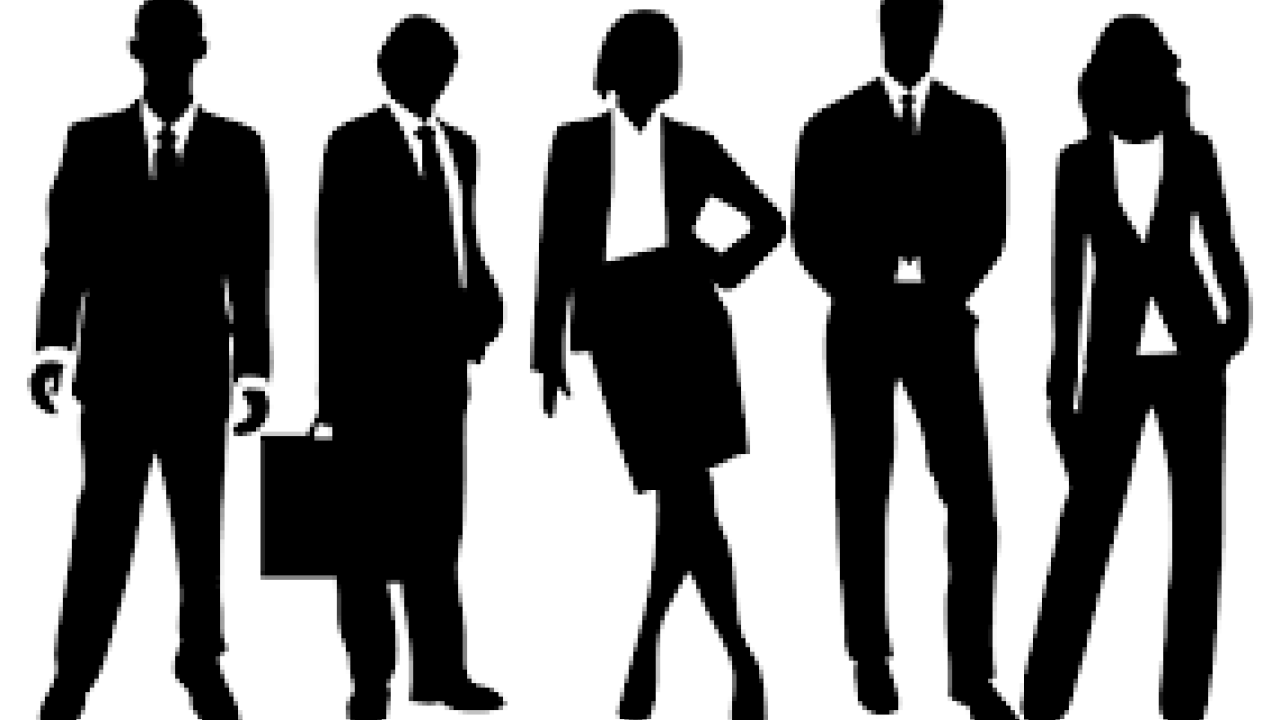 Black and white clip art of business people