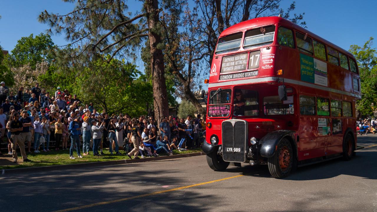 Picture of a red double decker bus