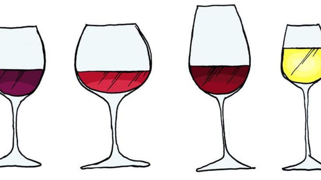 four wine glasses 