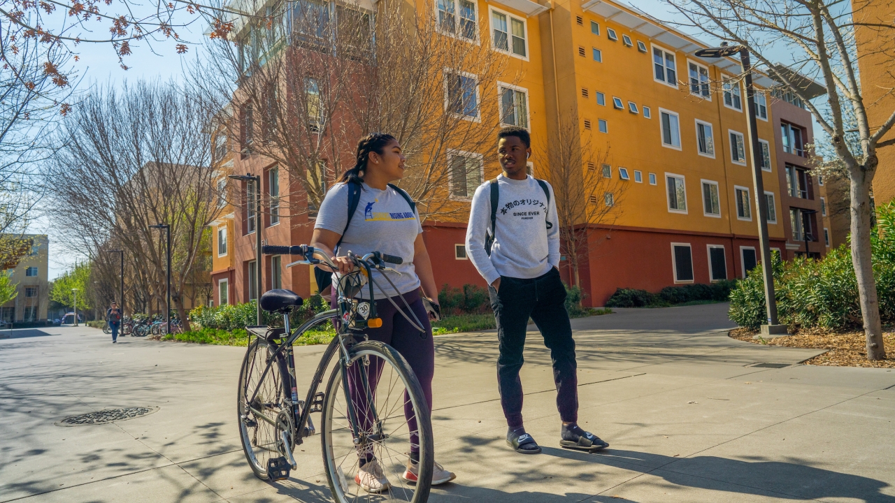 Students walking outside of the Tercero Residence Halls on March 5, 2020. Images provided by the Student Housing Office.