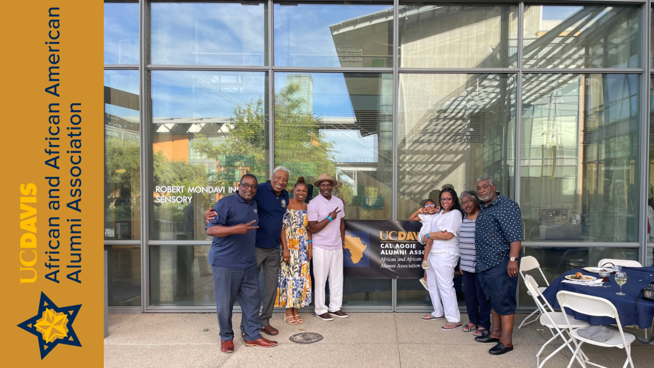 African and African American Alumni Association logo superimposed on a phot of the 5A Board at an event.