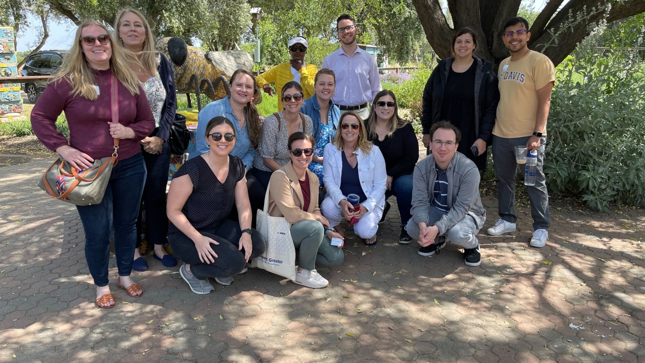 Picture of a group of UC Davis employees in front of the Honey Bee Haven