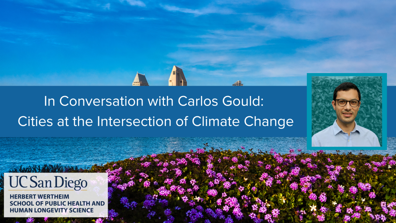 Image with a photo of Professor Carlos Gould from UC San Diego with text highlighting a lecture by him.