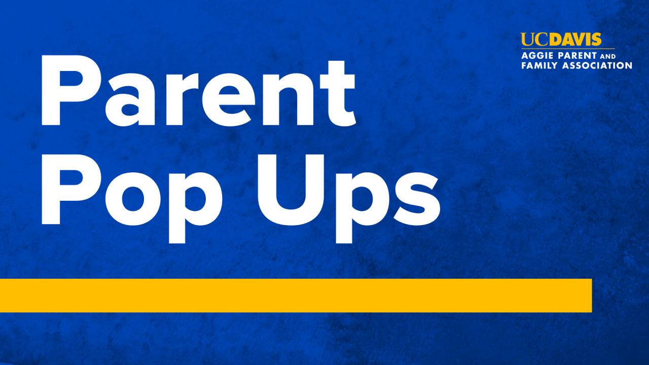 Parent pop ups text on blue background