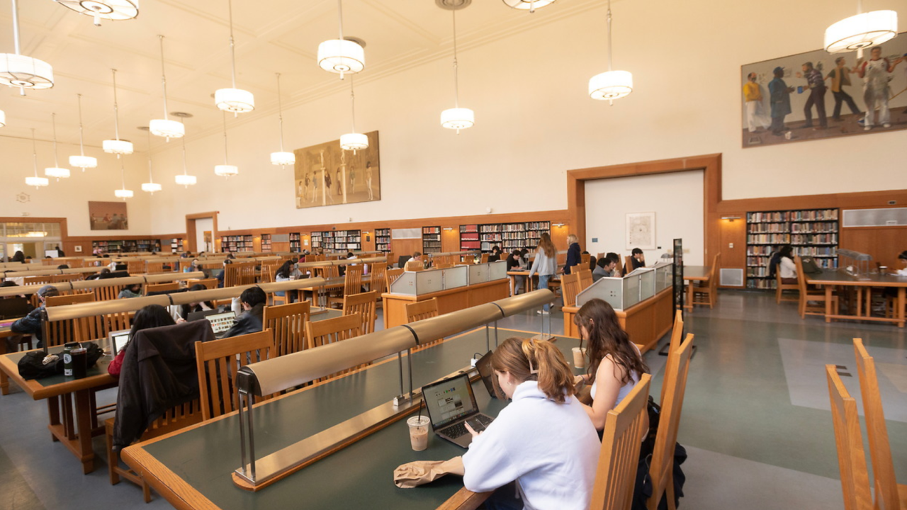 Students study in the main Reading Room in Shields Library
