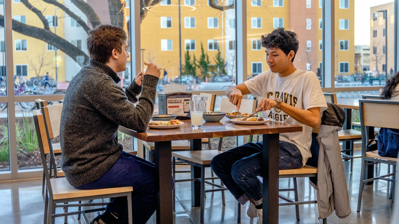 students eating at latitude dining commons