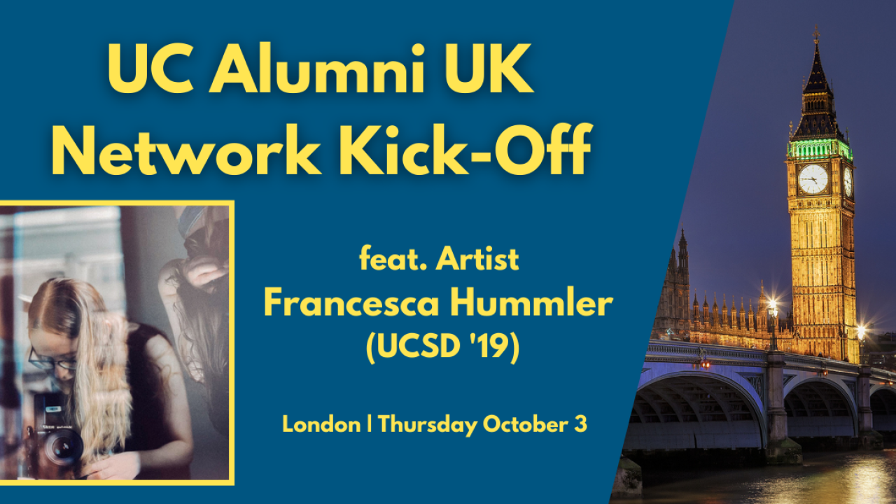 Event Details on Blue Background with a picture of Big Ben and the Event Speaker