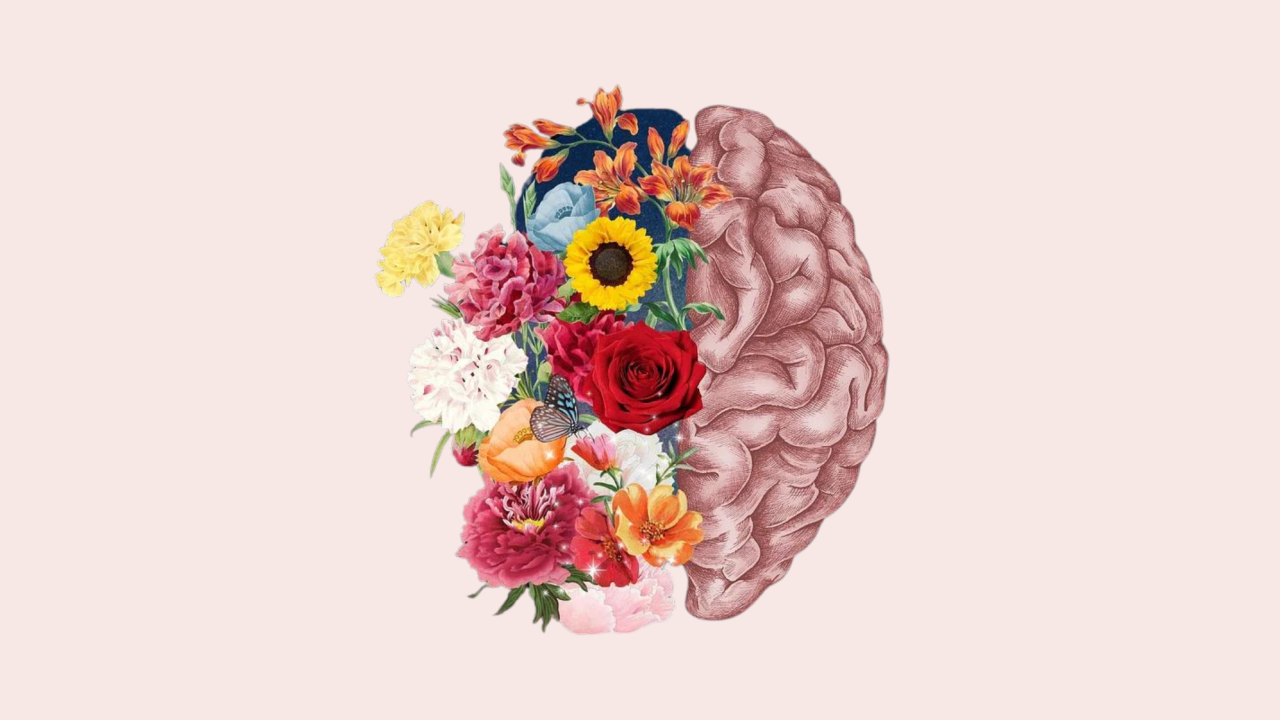 Brain with flowers on the left side
