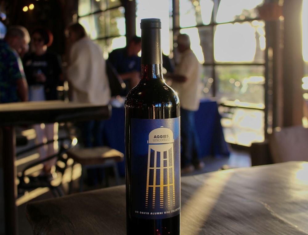 Bottle of UC Davis Aggies Uncorked Alumni III taken at Heringer Vineyards