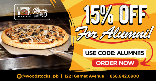 Woodstocks Pizza 15% off for alumni