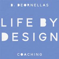 Text reads: B. DEORNELLAS LIFE BY DESIGN COACHING against light blue square