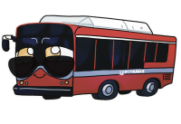 Unitrans Bus wearing glasses cartoon