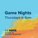 Text says "game nights Thursdays @6pm Alumni and Affiliate Relations
