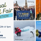 Banner image promoting a virtual travel event with 4 pictures of 4 international locations