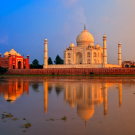 Photo of Taj Mahal and overlayed text that says "UC Davis India Alumni Network"