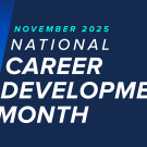 Decorative background. Text reads: UC Davis Alumni Career Programs, November 2025 National Career Development Month