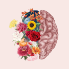 Brain with flowers on the left side