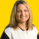Woman on yellow background