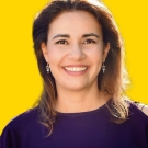 Woman on yellow background