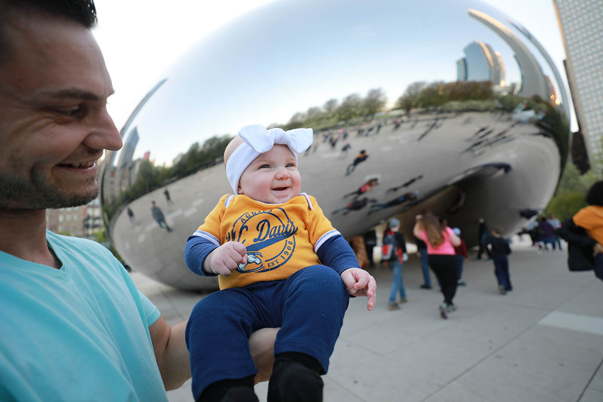 Baby in front of Chicago bean